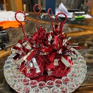 Festive Red and Silver Weights to hold balloons etc.